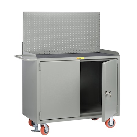 Little Giant Mobile Bench Cabinets, 36"W, Non-Slip Vinyl Mat, Pegboard MM-2D-2436-FLPB